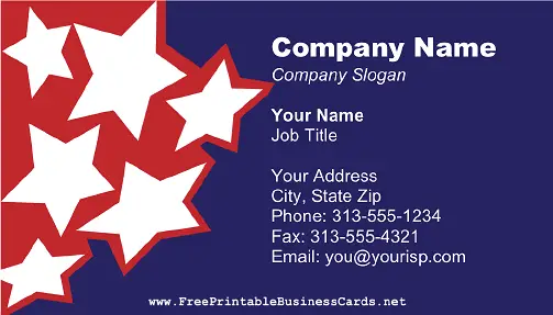 Red and White Stars on Blue business card