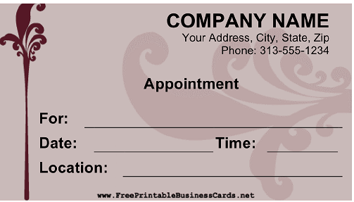 Appointment Fancy business card