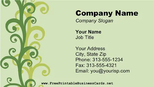 Green Swirls business card