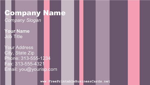 Pink and Purple Stripes business card
