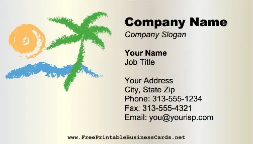 Beach Palm Tree business card