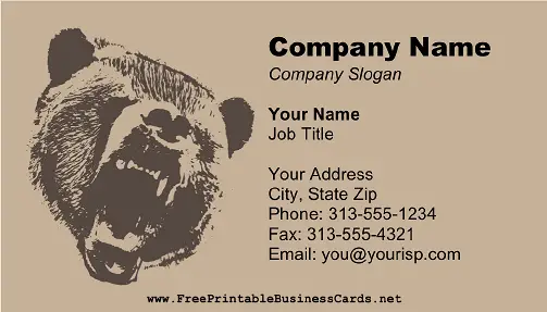 Wild Bear Brown business card