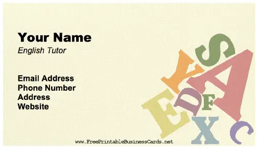 English Tutor business card