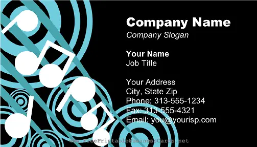 Large Music Notes Black business card