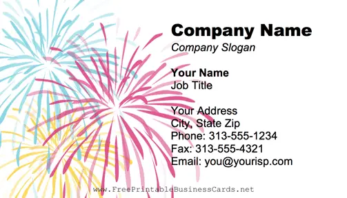 Fireworks business card
