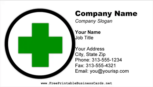 First Aid Cross business card