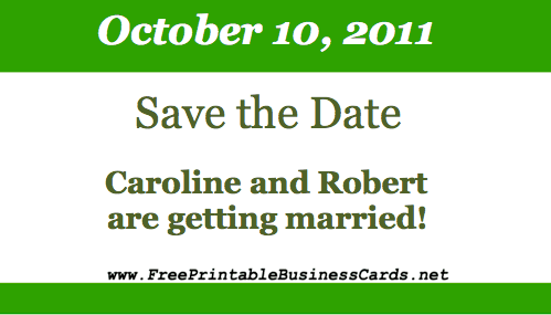 Green Border Save the Date Card business card