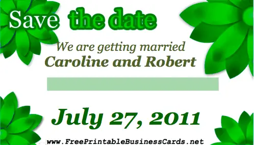 Green Floral Save the Date Card business card