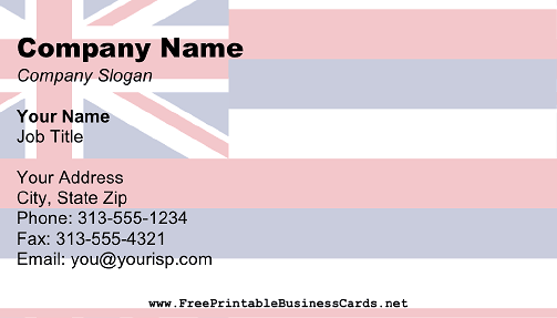Hawaii Flag business card