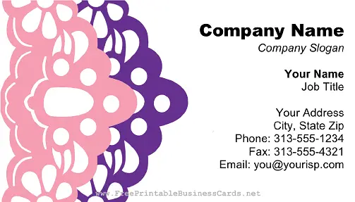 Purple and Pink Lace business card