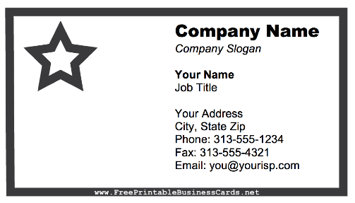 Law Enforcement Star business card