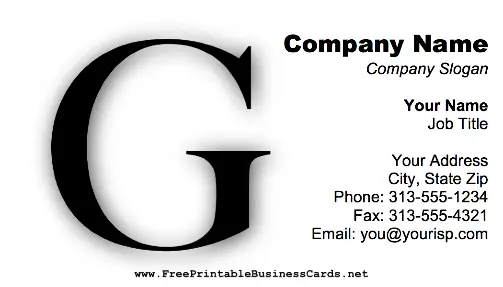 Monogram G business card