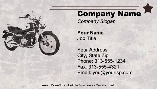 Motorcycle Star business card