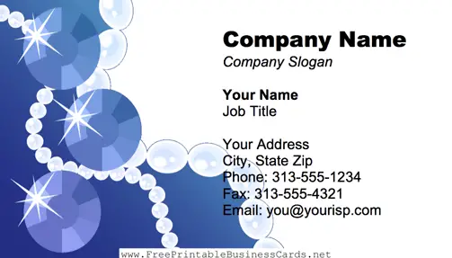 Pearl Necklace Blue business card
