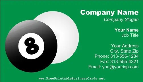 Pool Balls business card