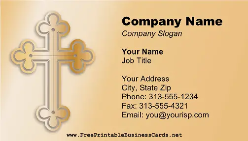 Christian Cross Gold business card