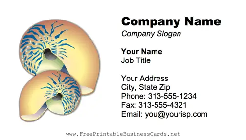 Seashells business card