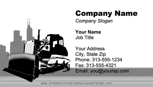 Bulldozer business card