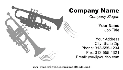 Trumpets on White business card