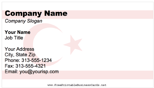 Turkish Republic Of Northern Cyprus business card