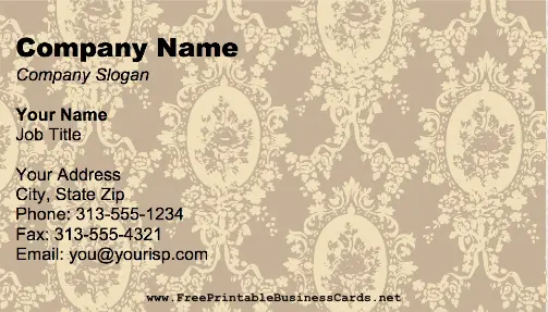 Bronze Victorian business card