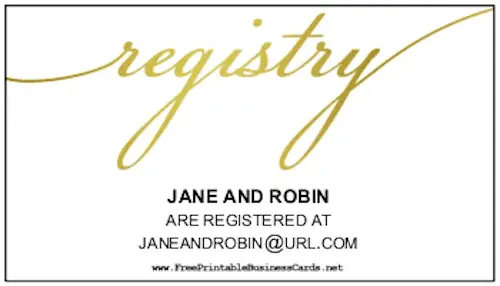 Wedding Registry Insert Card Gold business card
