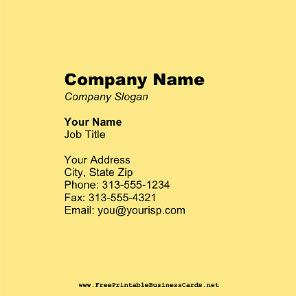 Light Yellow Square business card