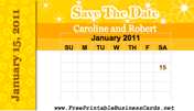 Yellow Flowers Save the Date Card with calendar