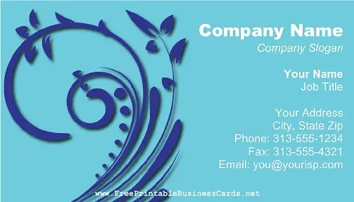 Blue Floral Swirl business card