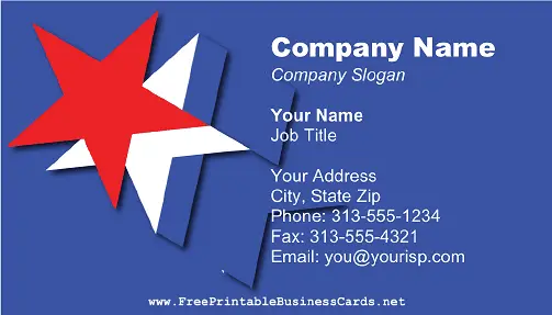 Red White and Blue Stars business card