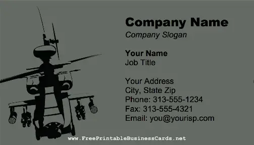 Apache Helicopter business card