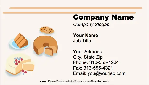 Bakery Cakes business card
