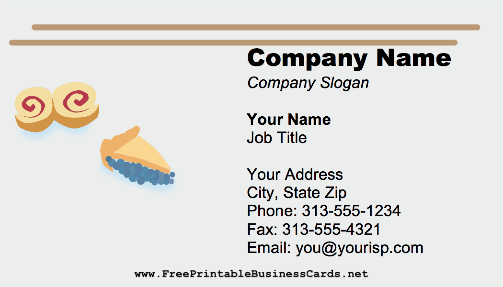 Bakery Cookies And Pie business card