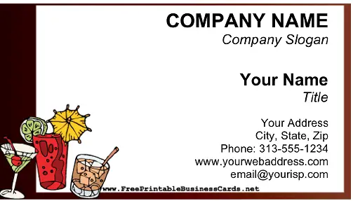Bar business card