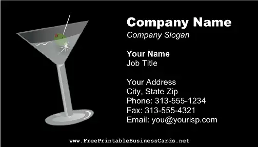 Bartender Martini Glass business card