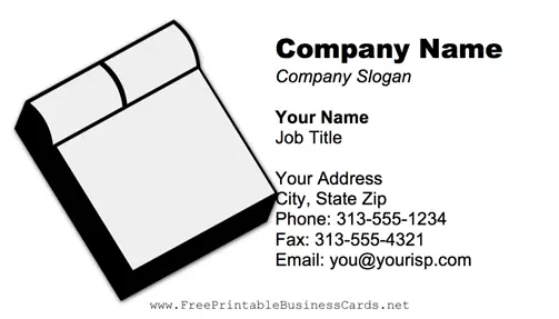 Bed business card