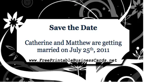 Black Save the Date Card business card