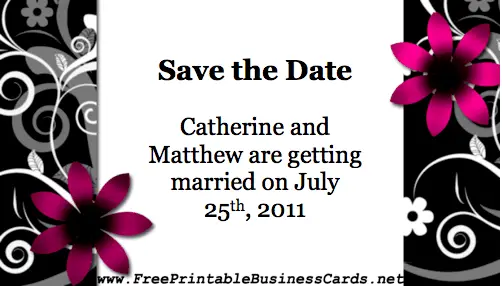 Black and White Save the Date Card business card