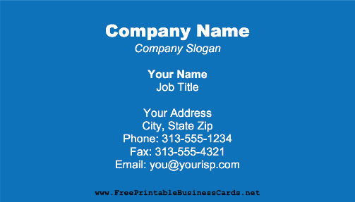Blue business card