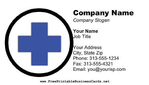 Blue Cross business card