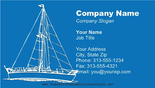 Fishing Boat on Blue business card