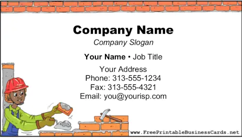 Bricklayer Construction business card