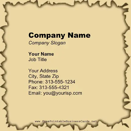 Burnt Edges Square business card