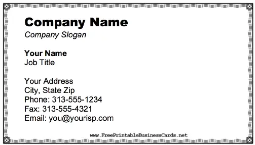 Business Card With Black And White Border business card