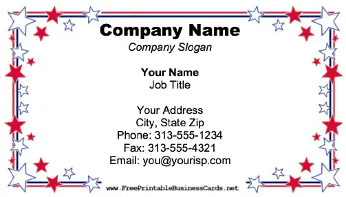 Business Card With Star Border business card
