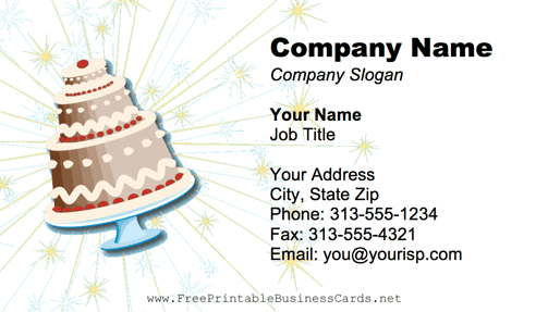 Sparkly Cake business card