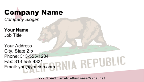 Flag of California business card