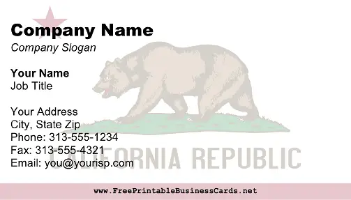 California Flag business card