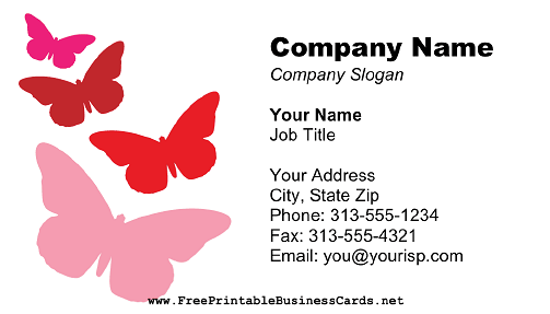 Pink Butterflies business card