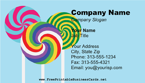 Lollipop business card